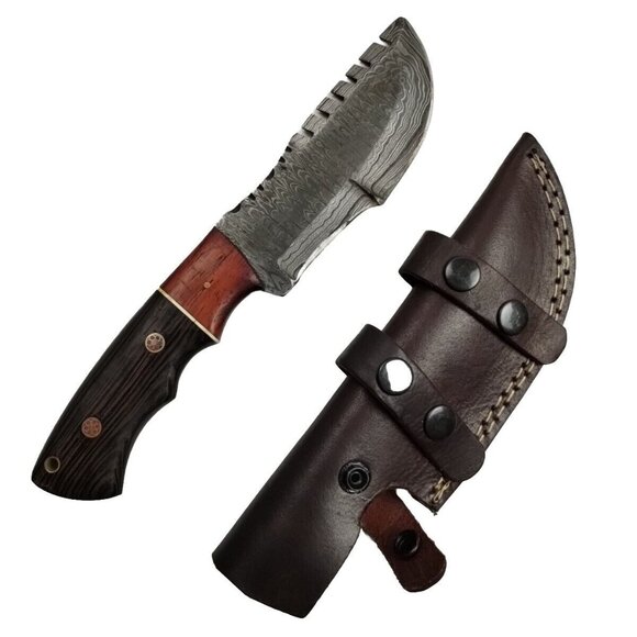 Hand Crafted Other - HC-61 HandyCrafts Outdoor Handmade Red Wood Buffalo Horn Tracker Knife W/ Sheath